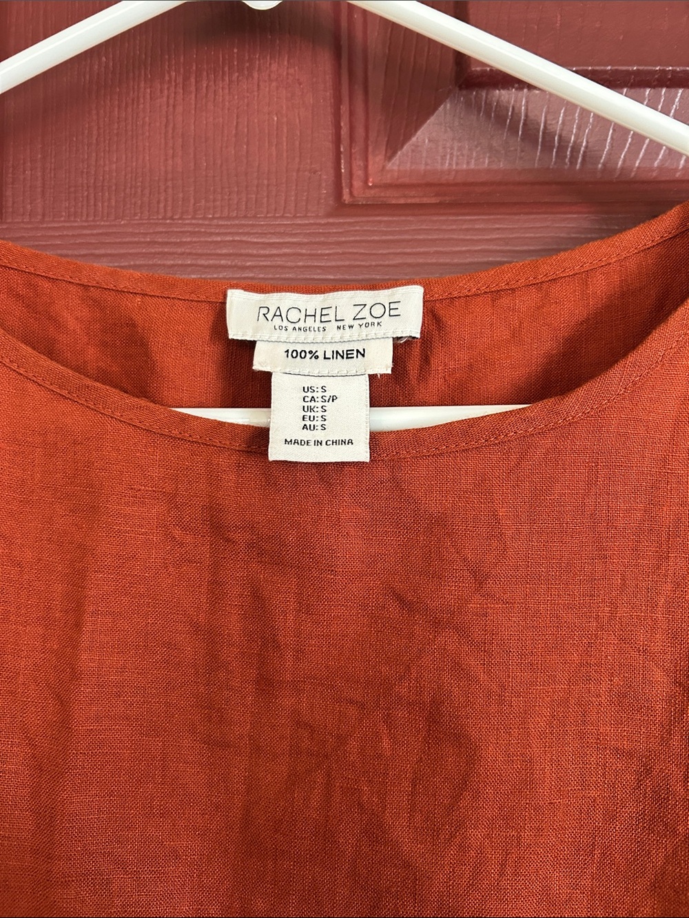 Rachel Zoe Rust Orange Linen Crop Top - Picture 2 of 3